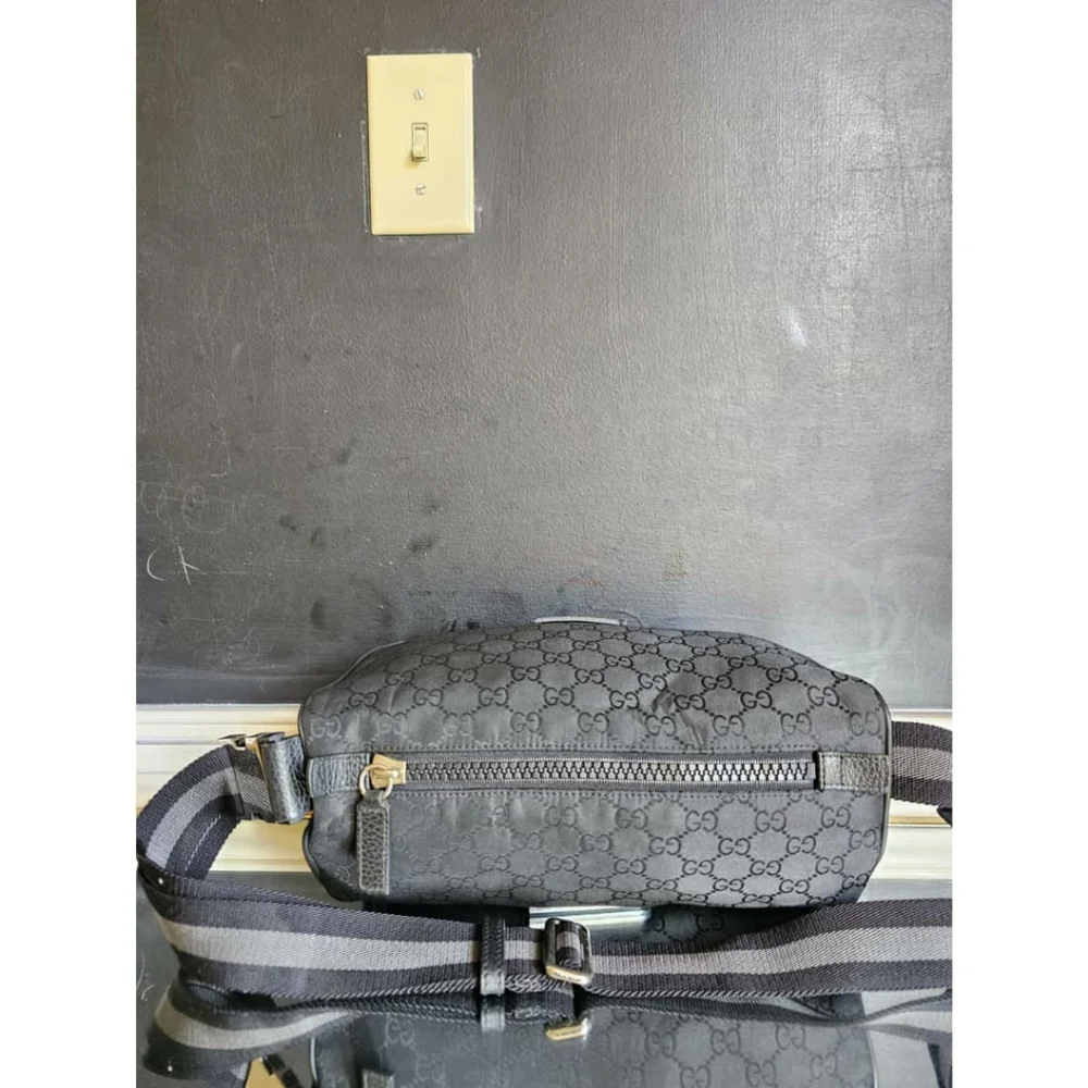 GUCCI Nylon Monogram Fanny Pack Belt Bag Black